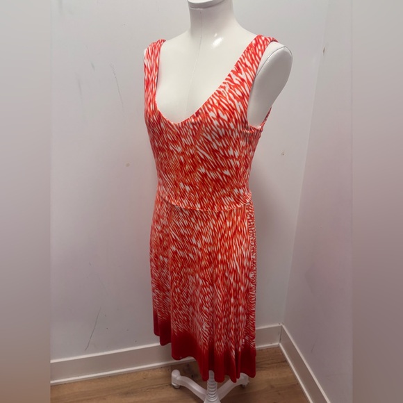 Athleta Orange and White Sleeveless V-Neck Sundress - Picture 1 of 5